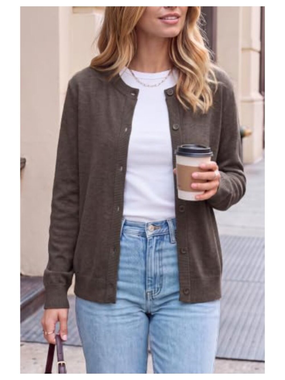Wool Blend Button Down Cardigan Sweater Long Sleeve Business Casual - Picture 3 of 5